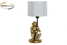 LAMPADA TAVOLO RESINA SCIMMIA ORO CAPPA TESSUTO BIANC H41D21
