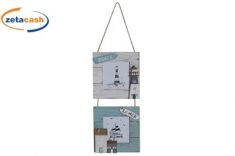CORNICE 2 PORTAFOTO 16X16 DA MURO LEGNO TEMA MARE FARO H34