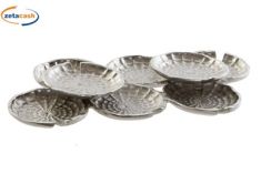 CENTRO TAVOLA IN ALLUMINIO A CERCHI CM 31X19X3