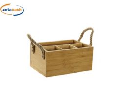 PORTAPOSATE LEGNO BAMBOO CORDA H11X23X16CM