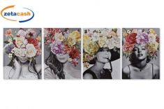 QUADRO TELA 70X50 MARYLIN FIORI TELAIO PINO