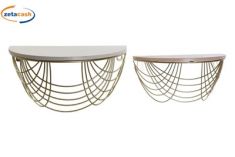 MENSOLA DA MURO IN MDF E METALLO ORO 2 PEZZI