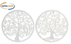 DECORAZIONE PARETE ALBERO CON UCCELLINI IN METALLO BIANCO