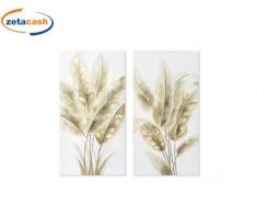 QUADRO TELA FOGLIE RILIEVO DEC ORO TELAIO MDF H80X40CM ASS