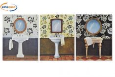 QUADRO IN MDF e TELA RAFFIGURAZIONE BAGNO CM 30X2X40