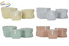 CESTA IN TESSUTO A FASCE BIANCHE E COLORATE 3 PEZZI