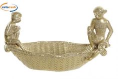 CENTRO TAVOLA IN RESINA CON SCIMMIE LATERALI CM 32X19X19