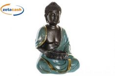 BUDDHA IN RESINA TURCHESE cm 16x13x24