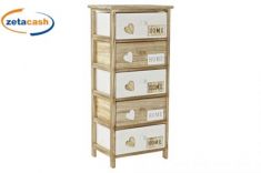 CASSETTIERA PAULOWNIA 5 CASSETTI LEGNO NAT BIANCO H90X40X29