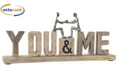 DECORAZIONE LEGNO MANGO COPPIA ALLUMINIO YOU&ME H24X55X8CM