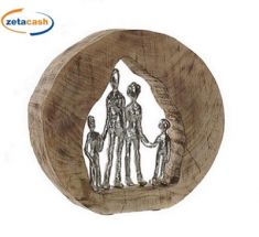 FAMIGLIA METALLO IN TRONCO DI MANGO 30X7XH29CM