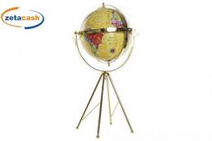 MAPPAMONDO CON STRUTTURA IN METALLO DORATO