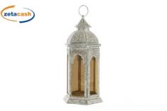 LANTERNA METALLO ORO SFUMATO BIANCO H38X15X15CM