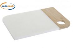 TAGLIERE LEGNO BAMBOO MARMO BIANCO 29X19CM