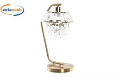 LAMPADA DA TAVOLO VETRO STRUTTURA METALLO ORO H43X26X26