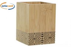 PORTAPOSATE LEGNO BAMBOO NAT DECORO NERO H13,5X10X10CM