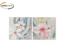 QUADRO TELA IMMAGINE FIORI 80X80CM DETT GLITTER ORO