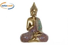 STATUA IN RESINA FIGURA BUDDAH DORATO 25X11X34 CM