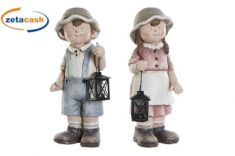 STATUA DECORATIVA BIMBO/A CON LANTERNA 21X17XH47 CM ASS