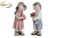 STATUA DECORATIVA BIMBO/A CON ROSE 19X16XH45 CM ASS