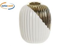 VASO PORCELLANA BIANCO/ORO 10X10XH13 CM