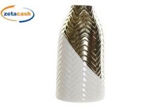 VASO PORCELLANA BIANCO/ORO D12XH23 CM