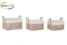 SET 3 CESTE TELA E POLIESTERE MANICI PELLE