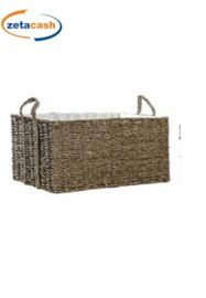 CESTA RETTANGOLARE CON MANICI ERBA DI MARE H22X41X31CM