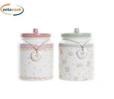 BISCOTTIERA IN CERAMICA 2 COLORI 16 X 16 X 21 CM