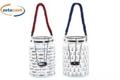 PORTACANDELA IN VETRO CON CORDA E SUPPORTO TEA-LIGHT 16X24CM