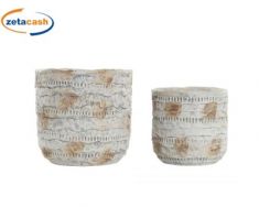 VASO IN PIETRA GRIGIO 2 PEZZI 18X18X17 CM