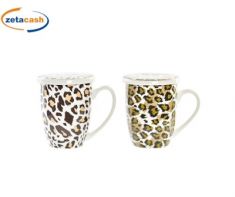 TISANIERA CERAMICA LEOPARD. C/COPERCHIO E INFUSORE 380ML ASS