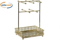 PORTA GIOIELLI IN METALLO DORATO CON SPECCHIO 17X12X24 CM