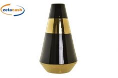 VASO PORCELLANA NERO/ORO D19XH35 CM