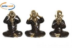 STATUA IN RESINA MONACO DORATO SET 3 PEZZI 17X15X22 CM