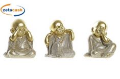 BUDDHA IN RESINA ORO NON VEDO/SENTO/PARLO 9X7XH10 CM