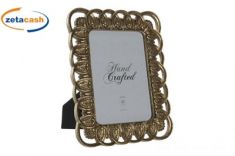 PORTAFOTO IN RESINA DORATO CON FOGLIE 13X18 CM