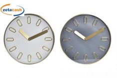 OROLOGIO DA PARETE CON BORDO IN ALLUMINIO DORATO 36 CM 2 COl