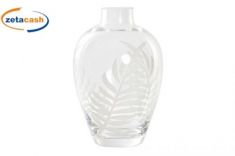 VASO IN VETRO DECORATO CON FOGLIE 10 X 10 X15 CM