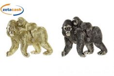 STATUA IN REDINA GORILLA CON FIGLIO SUL DORSO 20X12X17 CM
