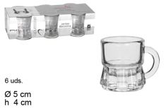 BICCHIERINI IN VETRO CON MANICO 6 PEZZI DA 28 ML