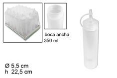 BOTTIGLIA SQUEEZE TRASPARENTE IN PLASTICA BOCCA AMPIA
