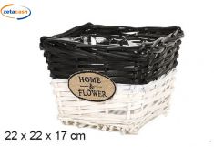 CESTINO QUADRATO VIMINI PER FIORI CM 22X22XH17