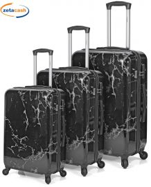VALIGE 3 PEZZI EFFETTO MARMO NERO