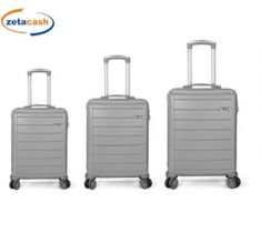 SET 3 TROLLEY GRIGIO 4 RUOTE MULTIDIREZIONALE 70-60-50