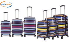 VALIGE 3 PEZZI A STRISCE CON 4 RUOTE