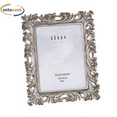 CORNICE PORTAFOTO RESINA EFFETTO INTAGLIATO ARGENTO 10X15CM
