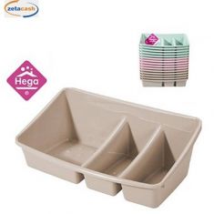 CONTENITORE PORTA SPUGNE PLASTICA A 3 COMPARTI 23 CM COL ASS