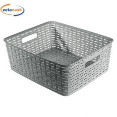 CESTINO RATTAN RETTANGOLARE GRIGIO 12 L
