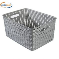 CESTINO RATTAN RETTANGOLARE GRIGIO 18 L